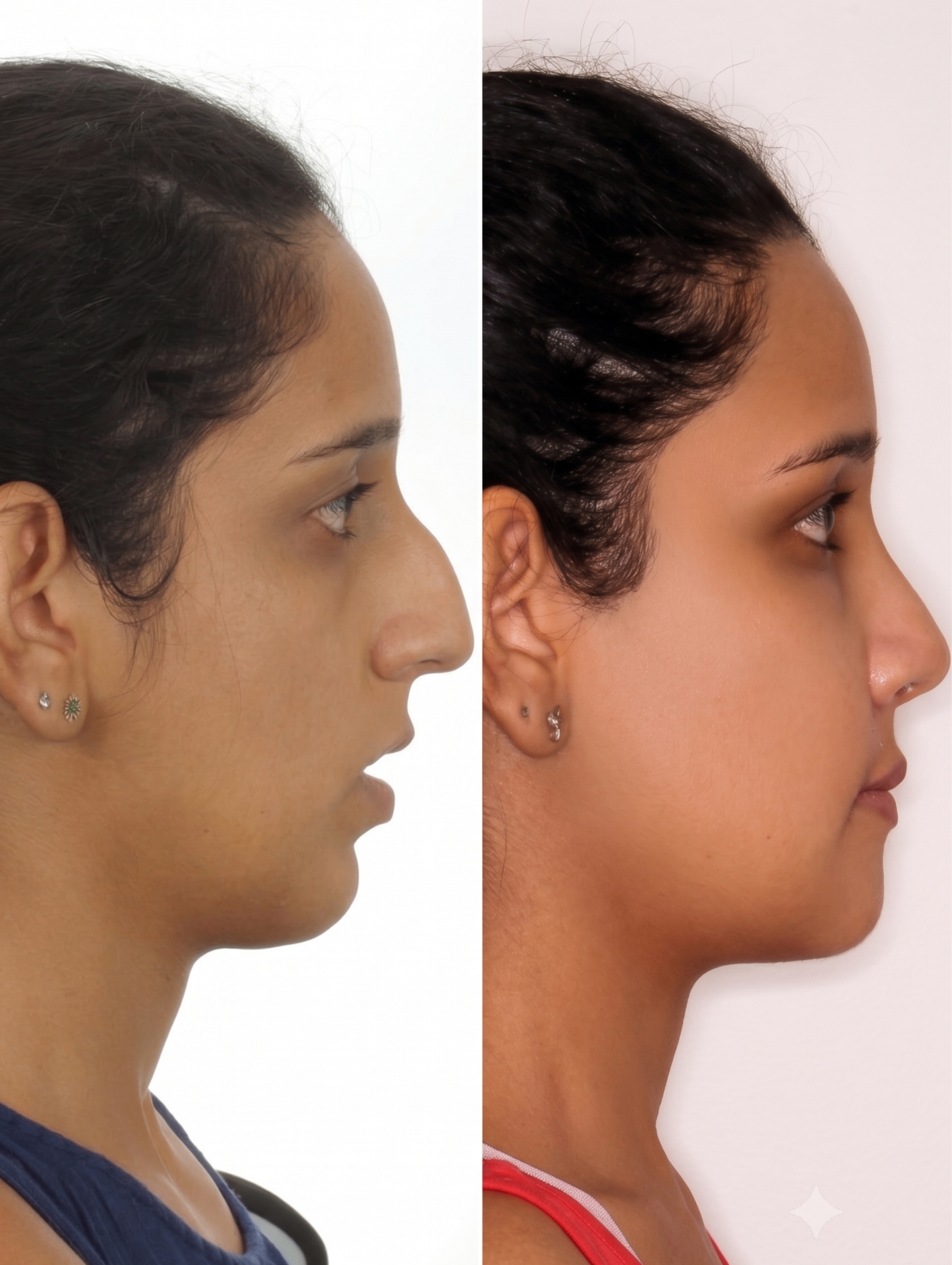 Pré e pós-operatório de cirurgia ortognática associada a rinoplastia e lipoenxertia facial.
